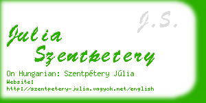julia szentpetery business card