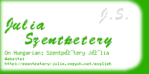 julia szentpetery business card